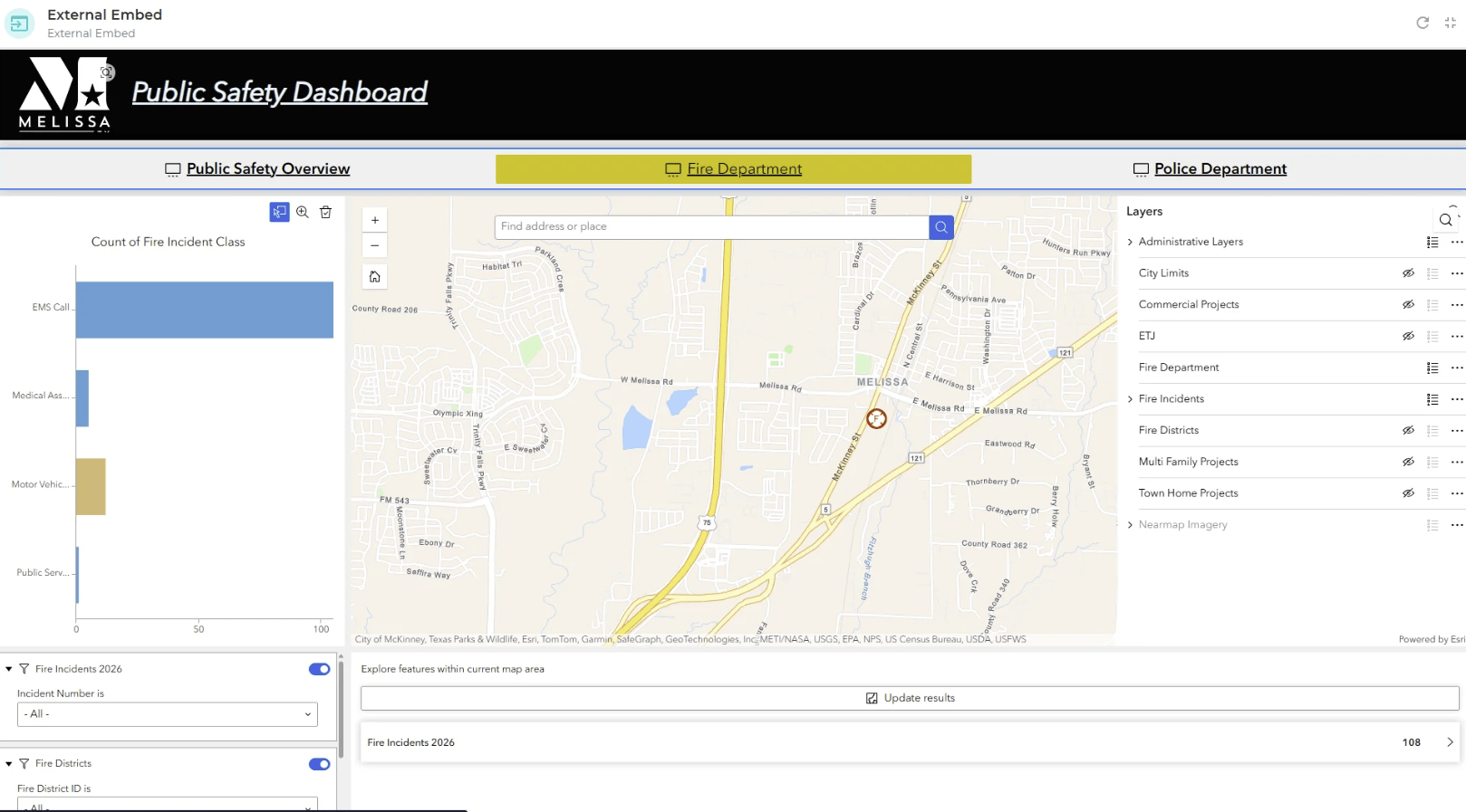 GeoSightOps desktop — Public Safety Dashboard