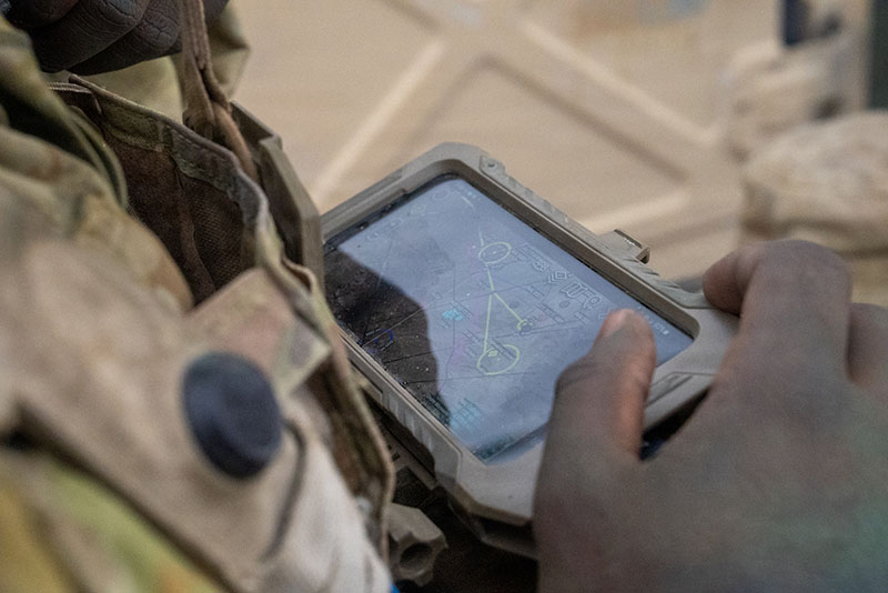 Rugged tablet showing nodes and map coverage