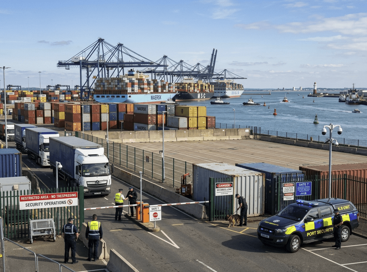Terminal security, gates, and container operations.