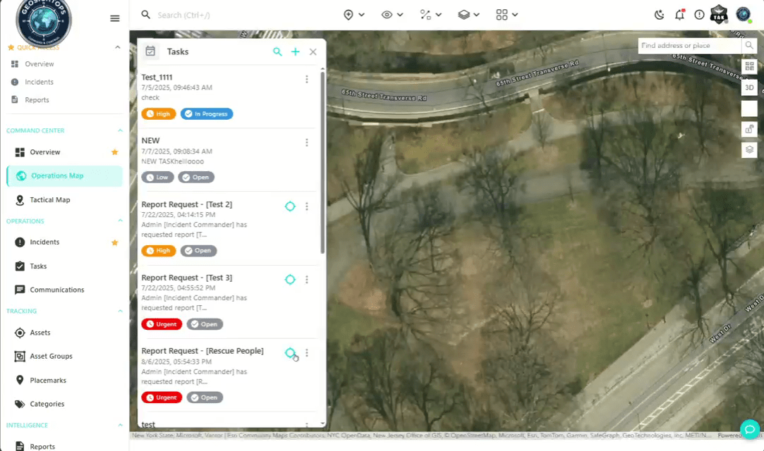 GeoSightOps dashboard